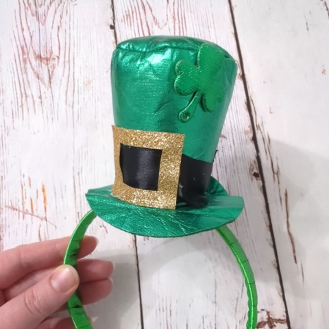 Opaska z kapeluszem St. Patrick's Day - zielony kapelusz z koniczynką