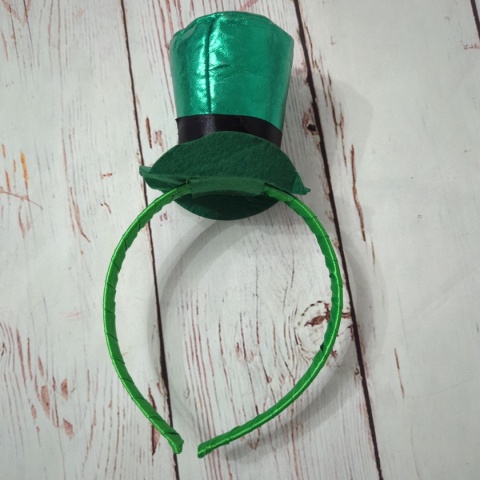 Opaska z kapeluszem St. Patrick's Day - zielony kapelusz z koniczynką