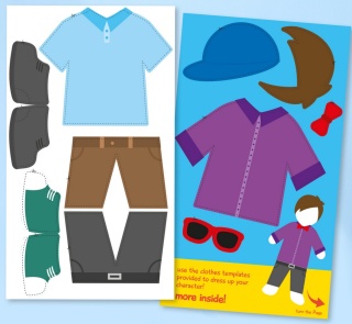 Papierowe postacie Chłopiec - zestaw 15 sztuk + ubrania do wycięcia