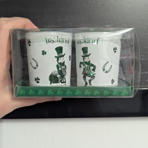 Zestaw dwóch świeczników z koniczynkami Leprechaun - St. Patrick's Day