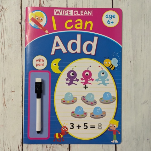 Książka Wipe Clean Workbook: I can Add - z markerem suchościeralnym W ŚRODKU NOWA