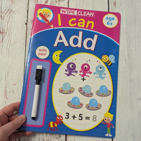 Książka Wipe Clean Workbook: I can Add - z markerem suchościeralnym W ŚRODKU NOWA