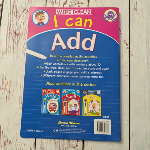 Książka Wipe Clean Workbook: I can Add - z markerem suchościeralnym W ŚRODKU NOWA