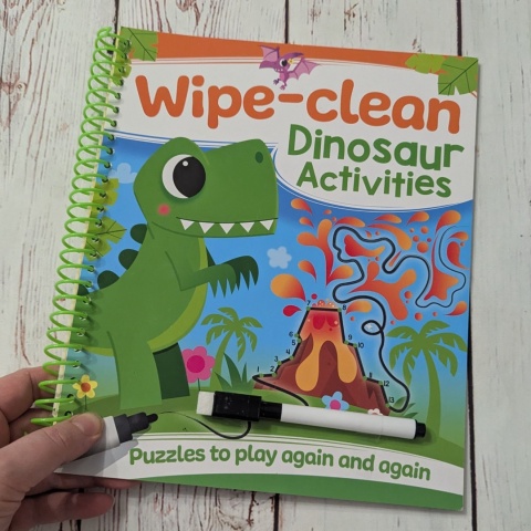 Książka Wipe-Clean Dinosaur Activities - z suchościeralnym markerem W ŚRODKU NOWA