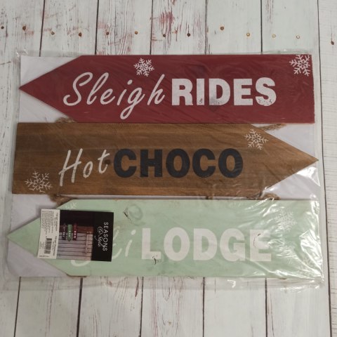 Zimowy Drogowskaz Sleigh Rides, Hot Choco, Ski Lodge NOWY Zimowy Drogowskaz Sleigh Rides, Hot Choco, Ski Lodge NOWY