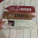 Zimowy Drogowskaz Sleigh Rides, Hot Choco, Ski Lodge NOWY