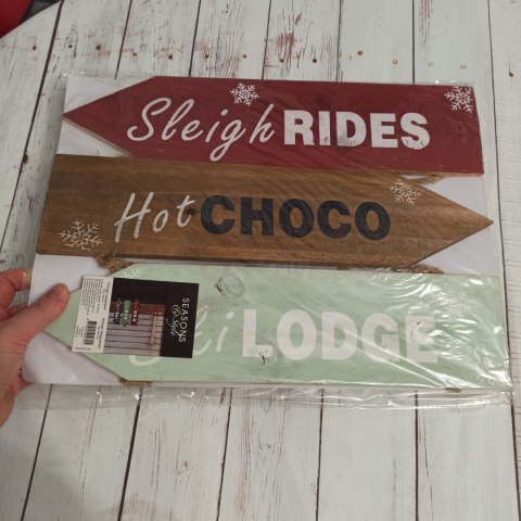Zimowy Drogowskaz Sleigh Rides, Hot Choco, Ski Lodge NOWY Zimowy Drogowskaz Sleigh Rides, Hot Choco, Ski Lodge NOWY